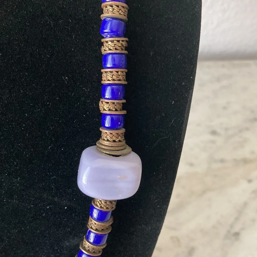 Murano Glass Necklace Artist Studio Made Purple Beads - Picture 5 of 8